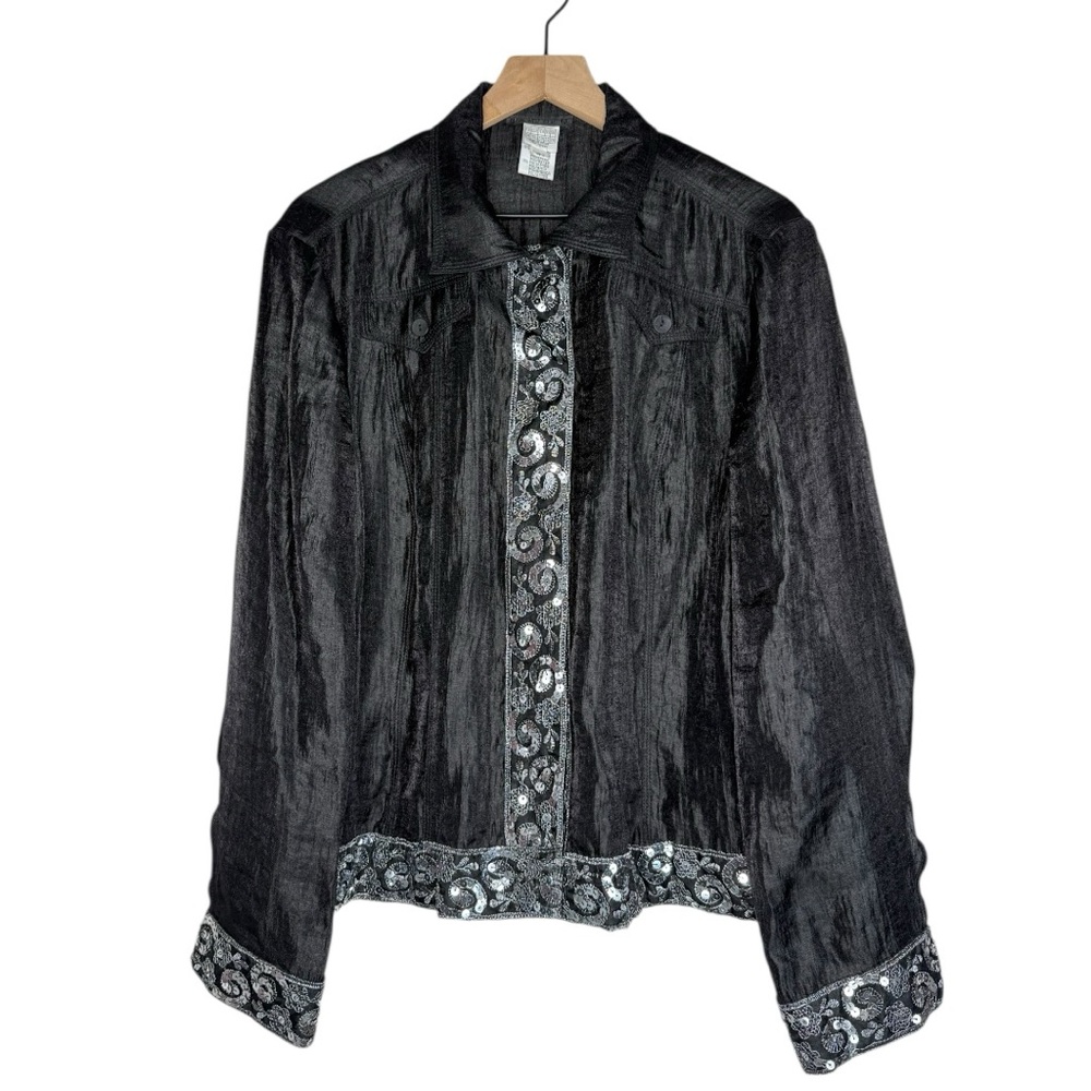 Alain Weiz Couture Black Sequin Embroidered Evening Jacket – Plus Size 22